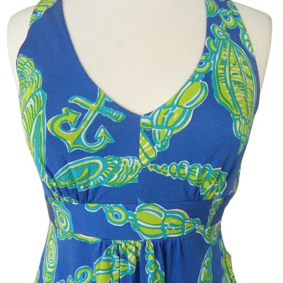 Lilly Pulitzer Patty Dress Starry Blue Fallin in Love Seashells Silk Jersey - Picture 2 of 7
